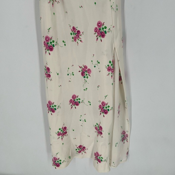 Zara Satin Floral Bustier Front Slit Strappy Midi Dress - Picture 4 of 12